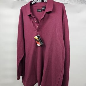 Ultra Club Men's Burgundy Long Sleeve Polo Shirt